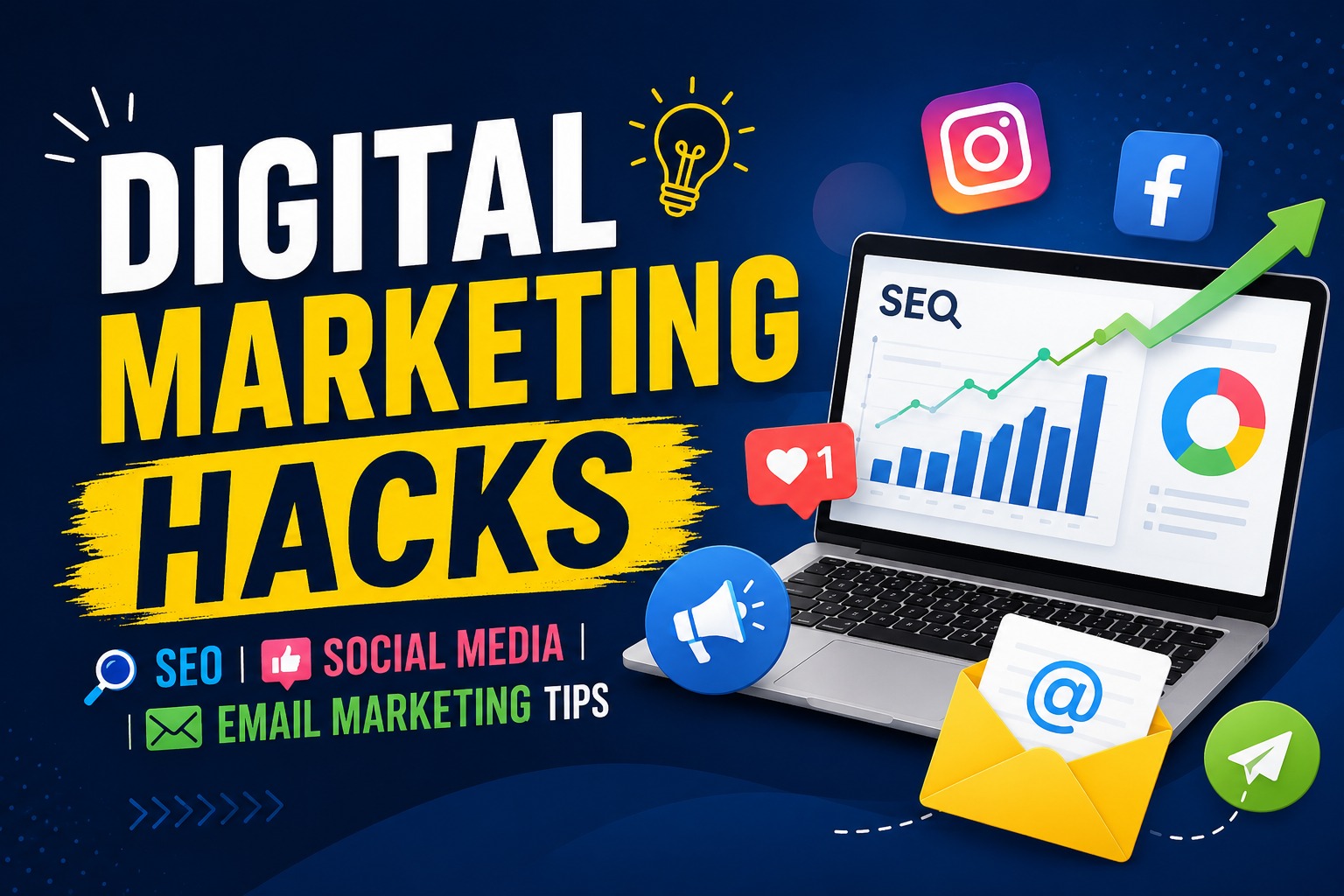 Digital Marketing Hacks(SEO, social media, email marketing tips)
