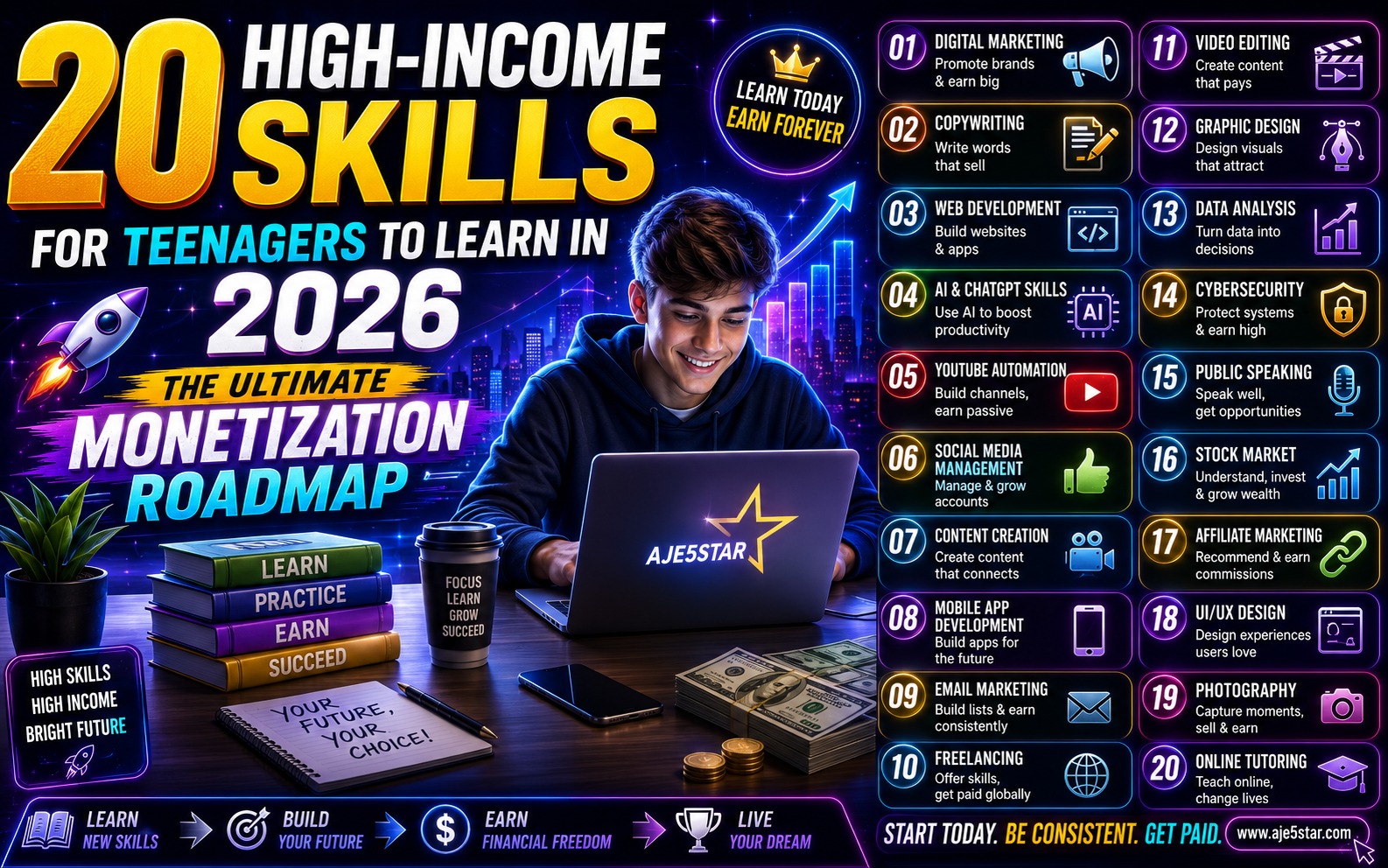 20 High-Income Skills for Teenagers to Learn in 2026: The Ultimate Monetization Roadmap