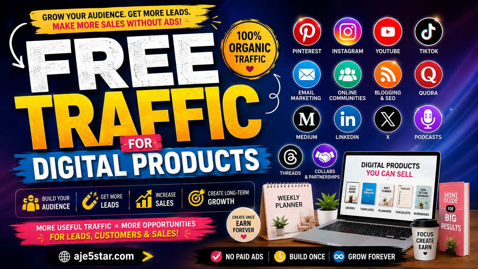 Free traffic sources for digital products